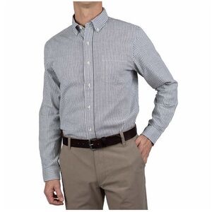 Tailor Vintage Men's Oxford Long Sleeve Button Down Shirt Blue Stripe Size Large